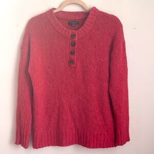 American Eagle knit 1/4 button crew neck oversized sweater sz S